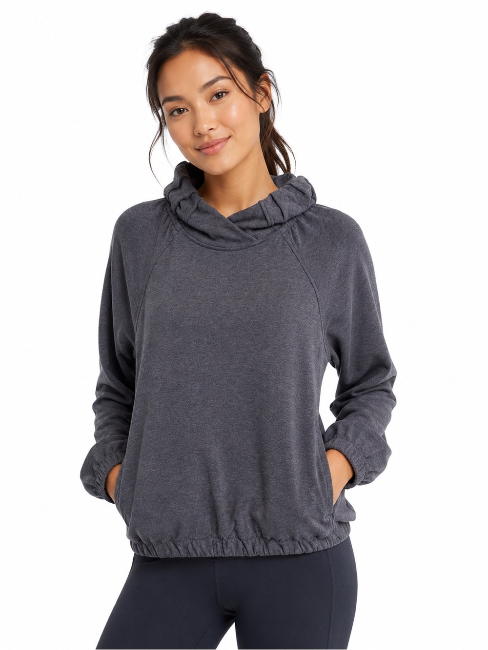 Lululemon After All Funnel Neck Sweatshirt Gray Athleisure Pullover Size 10